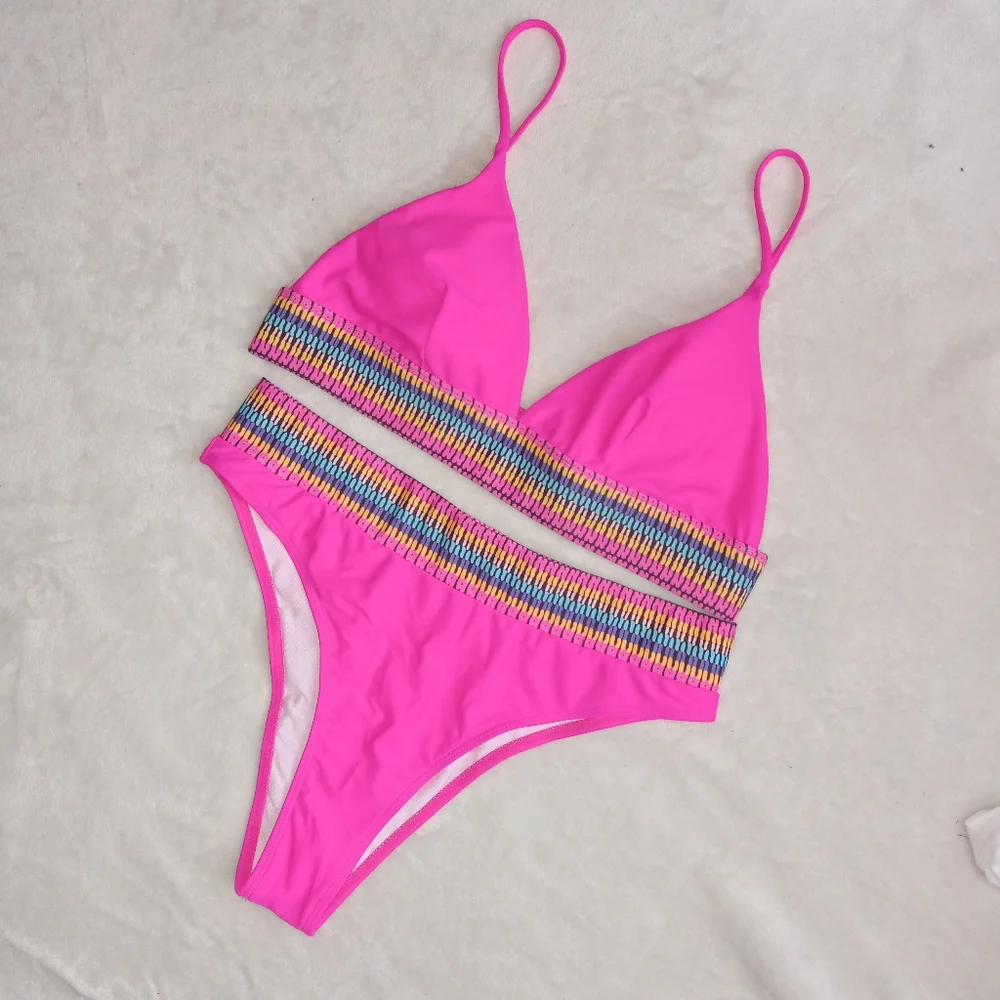 Pink NWOT Hi Cut Bikini size Large - Picture 1 of 8